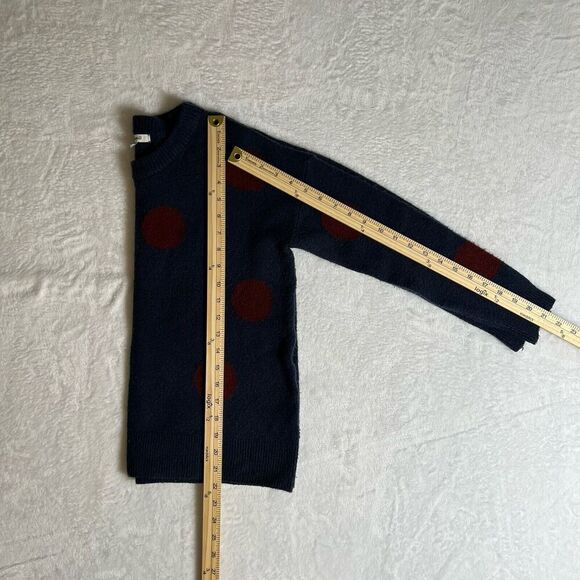 Madewell Women's Wool Sweater Size XS Navy Burgundy Polka Dot Preppy Warm Cozy - Picture 6 of 7